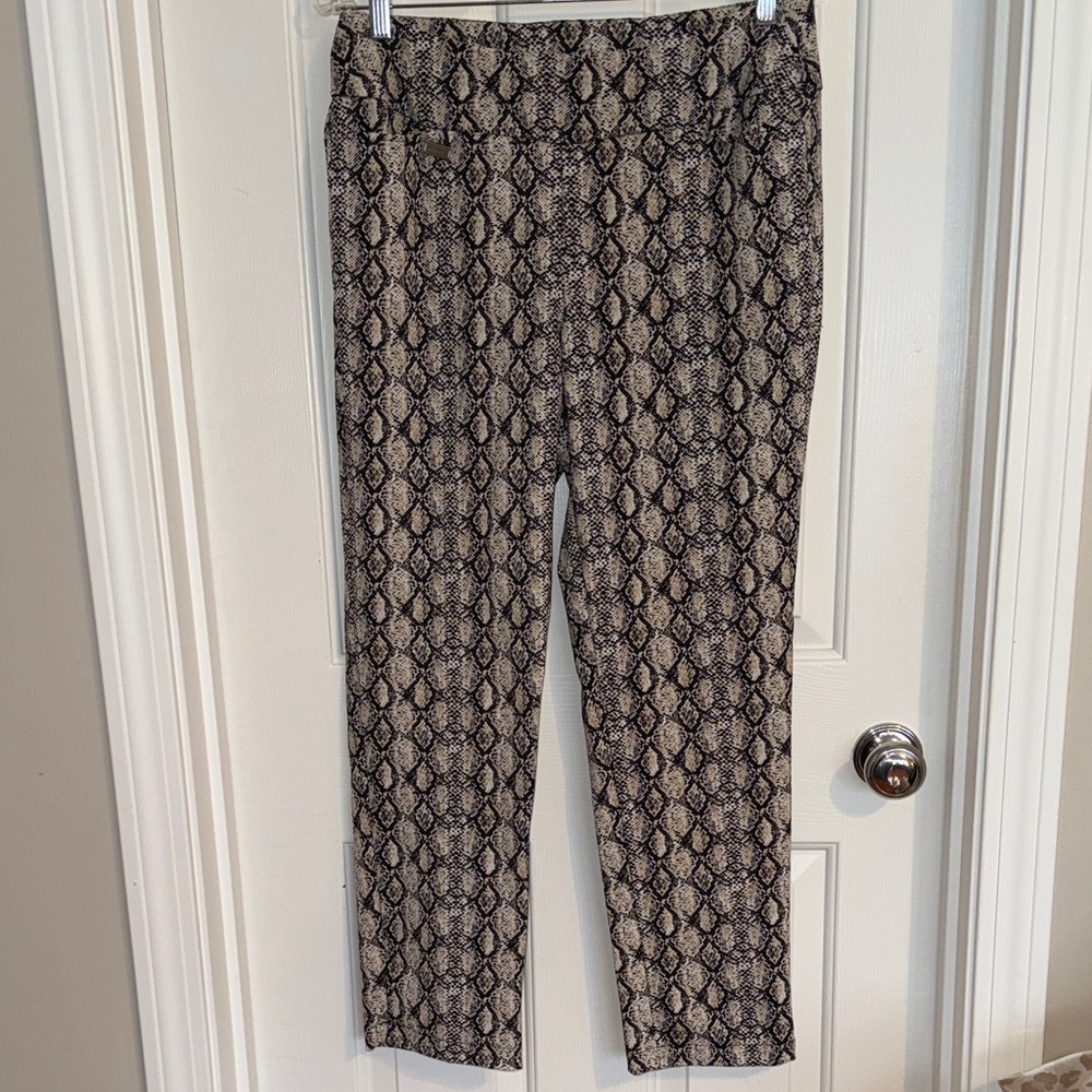 Patchington Black and Cream Snake Print Cropped Pants